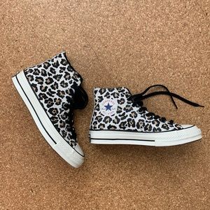 Converse Leopard Print Platform All Stars Hi-Top Sneaker, size 10.